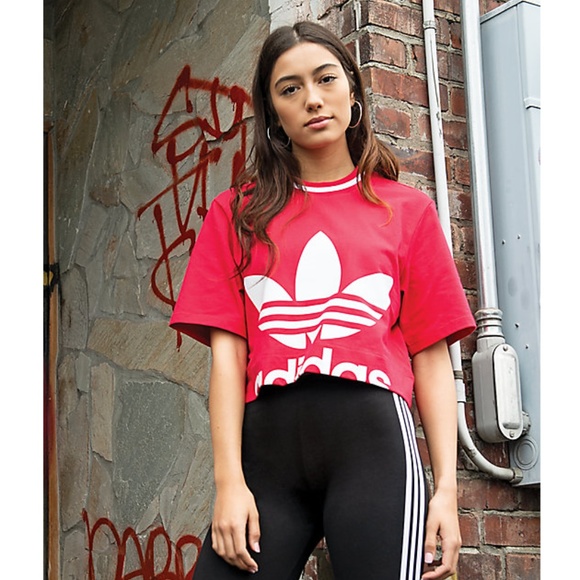 adidas Tops - Adidas Originals Relaxed Trefoil Crop Tee